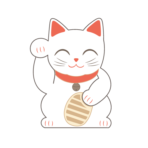 Chat blanc porte-bonheur avec une pièce.