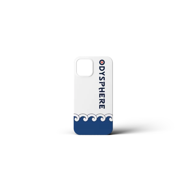 Coque de téléphone blanche avec lettrage artistique odysphere.
