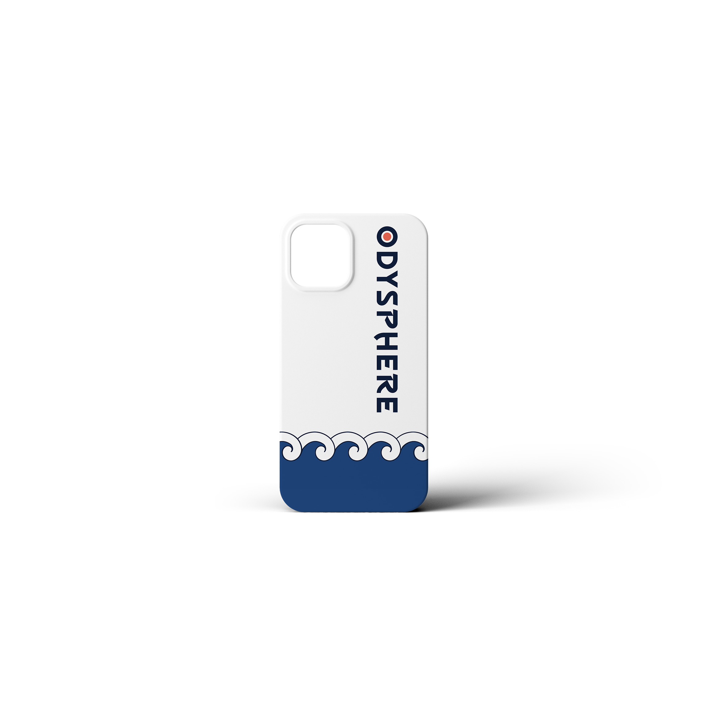 Coque de téléphone blanche avec lettrage artistique odysphere.