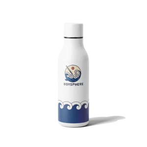 Gourde blanche avec design inspiré de l’univers odysphere.