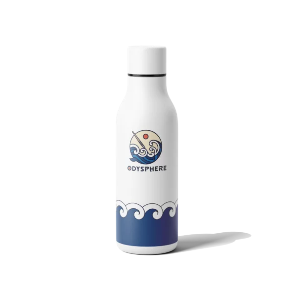 Gourde blanche avec design inspiré de l’univers odysphere.