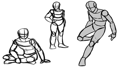 Dessin montrant les proportions anatomiques d'un personnage humain.